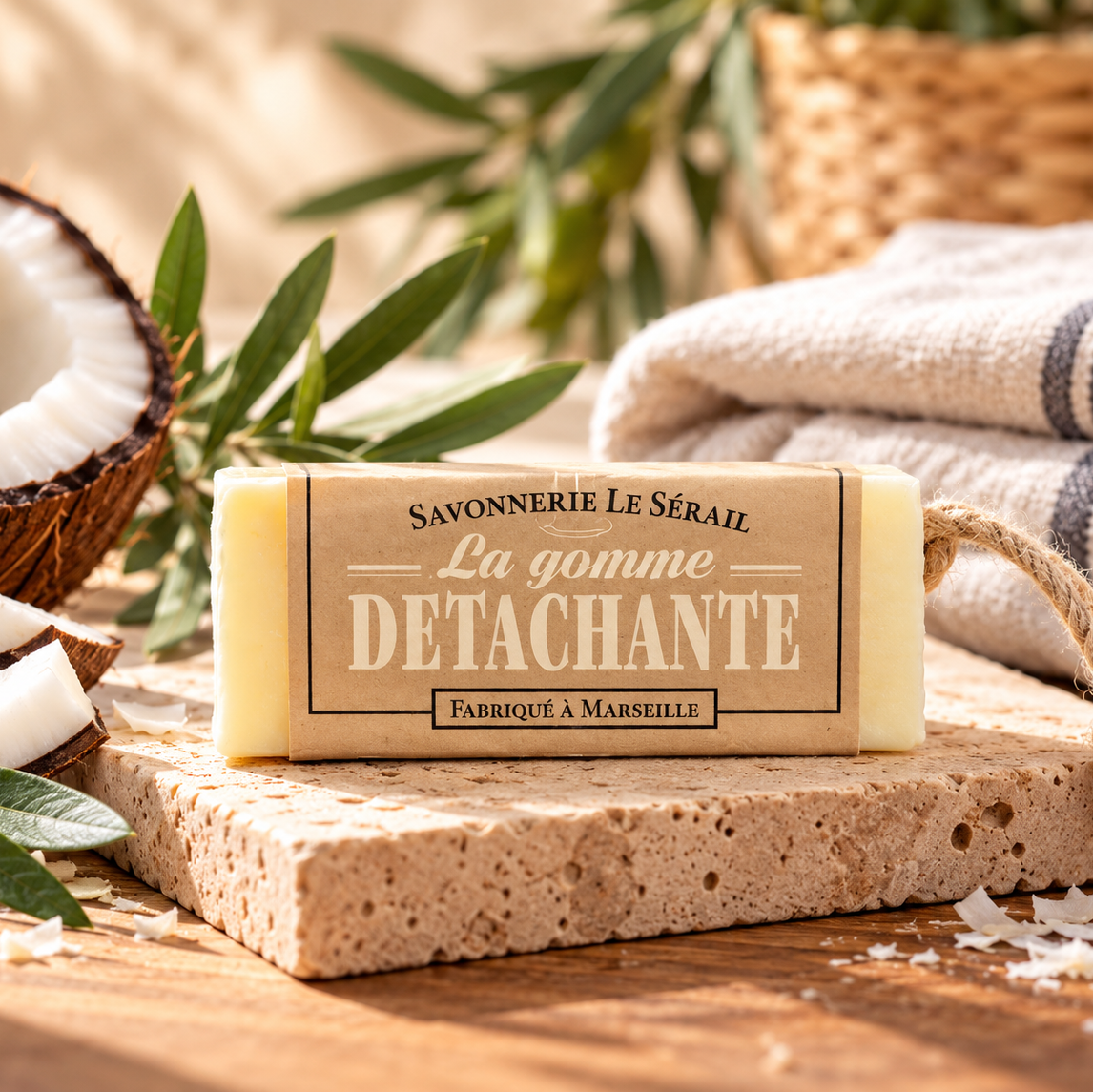 Barre Détachante de Marseille sur corde 45g - Huile de Coco