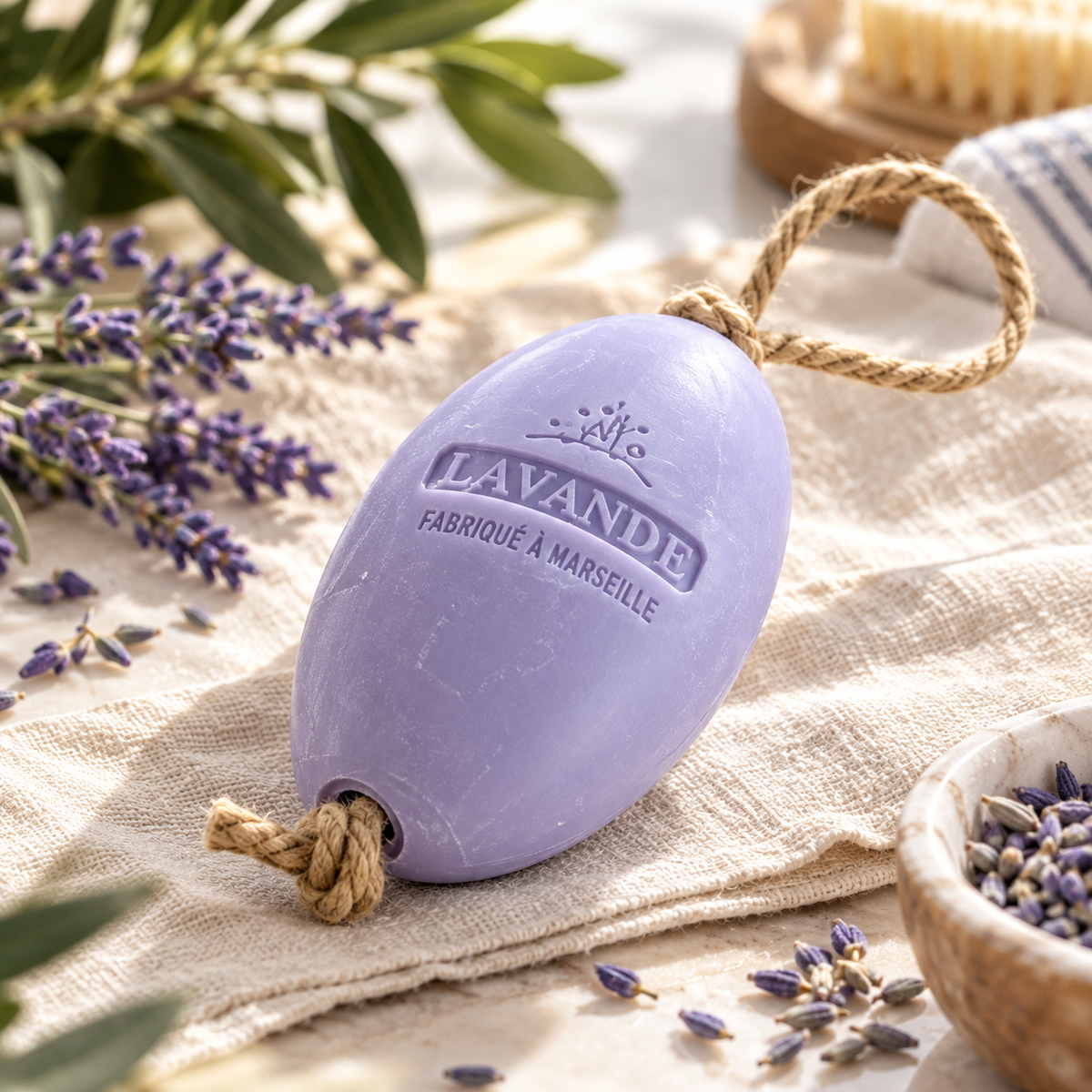 Savon Écolier sur corde 240g - Lavande