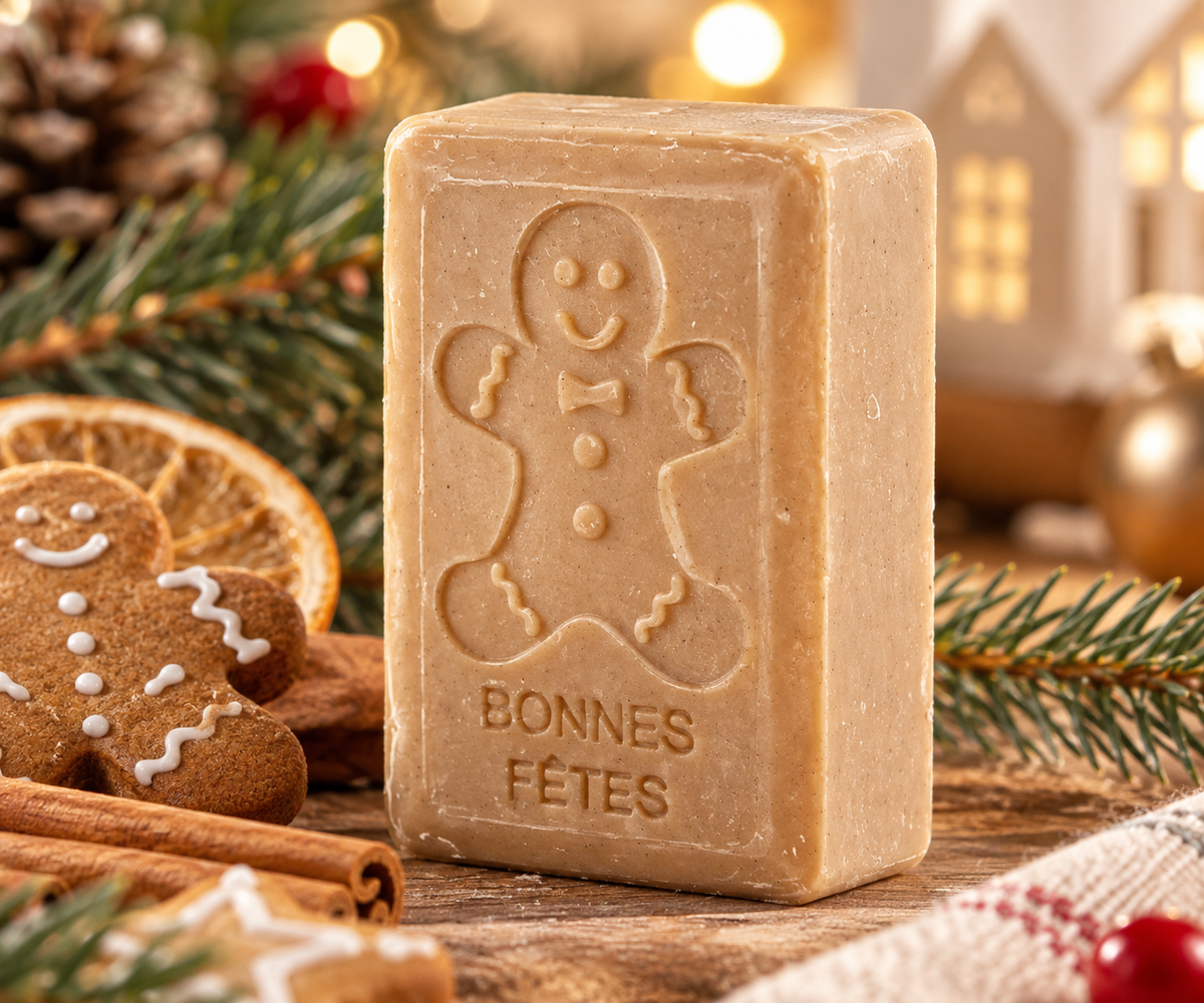 Savonnette Marseillaise au Beurre de karité Bio 125g - Bonhomme pain d'épice *Noël*