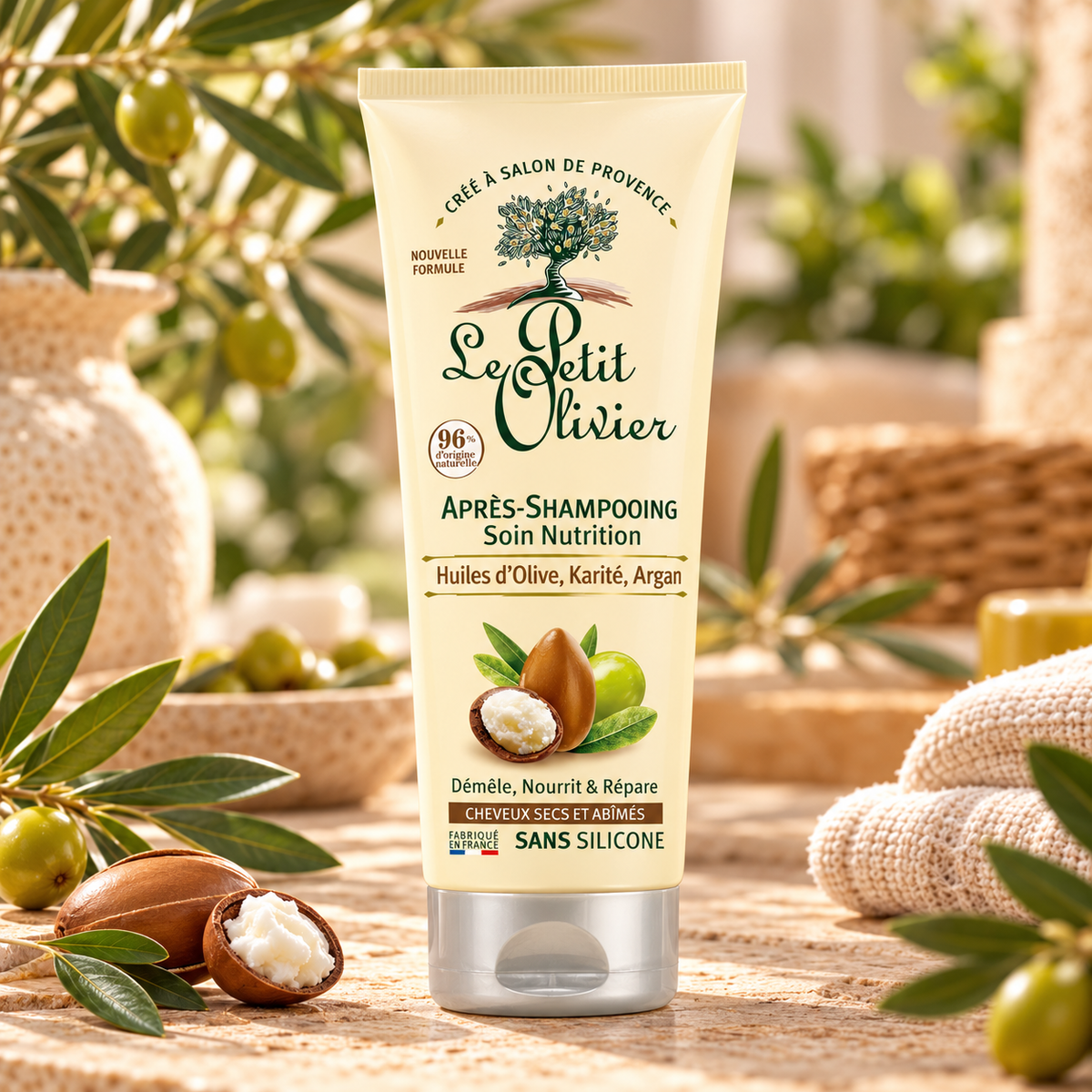 Après shampooing ch secs et abîmés olive, karité, argan 200 ml.