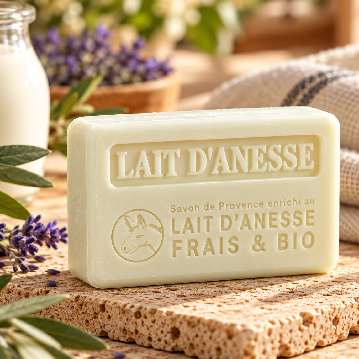 Savonnette Marseillaise au Lait d'Ânesse Bio 100 g - Lait d'Ânesse
